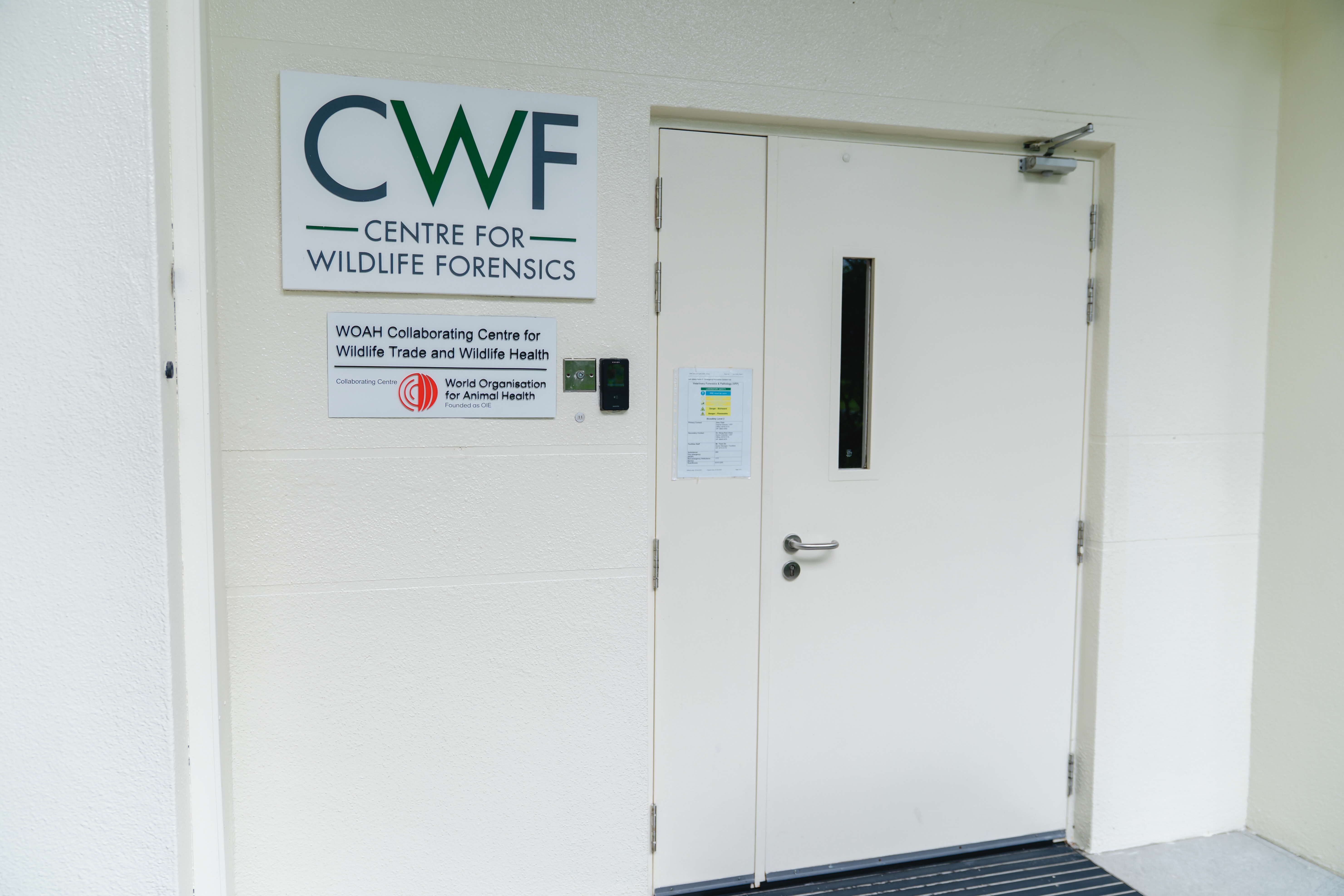 A photograph of the entrance to the Centre of Wildlife Forensics